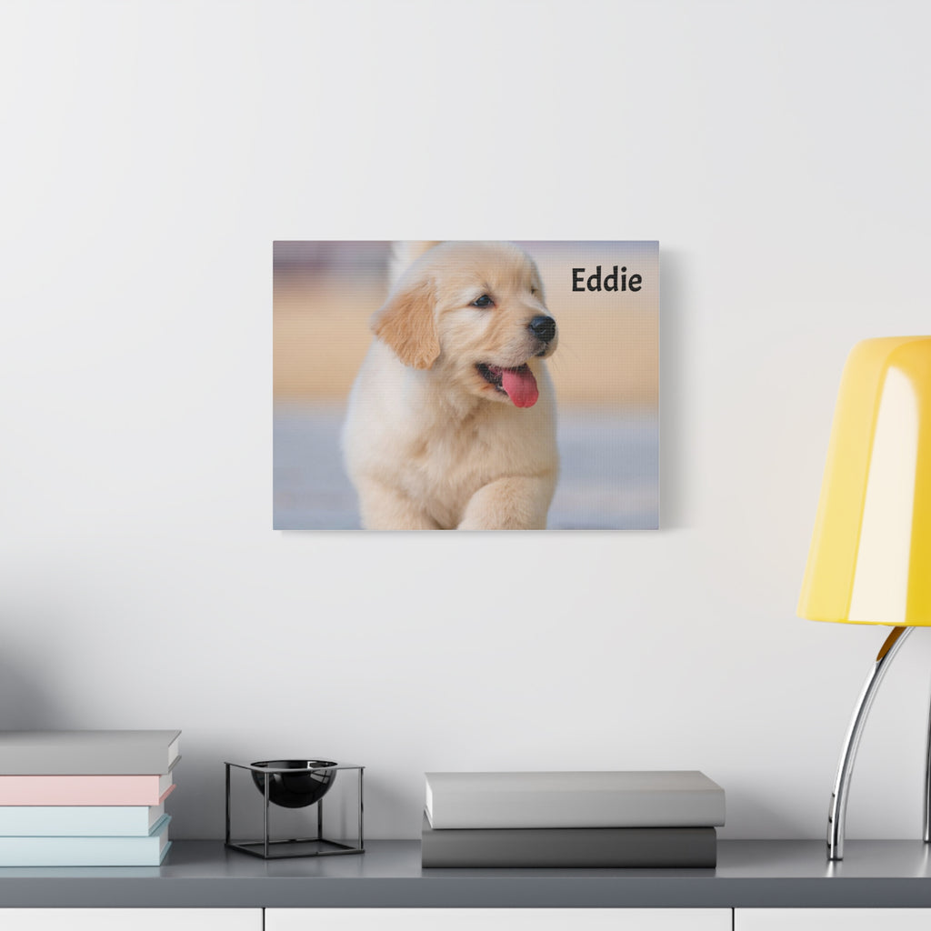 Golden Retriever Puppy Canvas Print — Adorable Walking Pup Wall Art, Stretched Matte Canvas