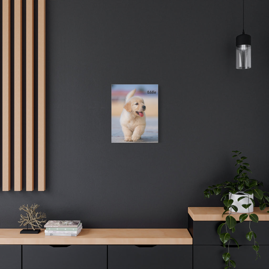 Golden Retriever Puppy Canvas Print — Adorable Walking Pup Wall Art, Stretched Matte Canvas