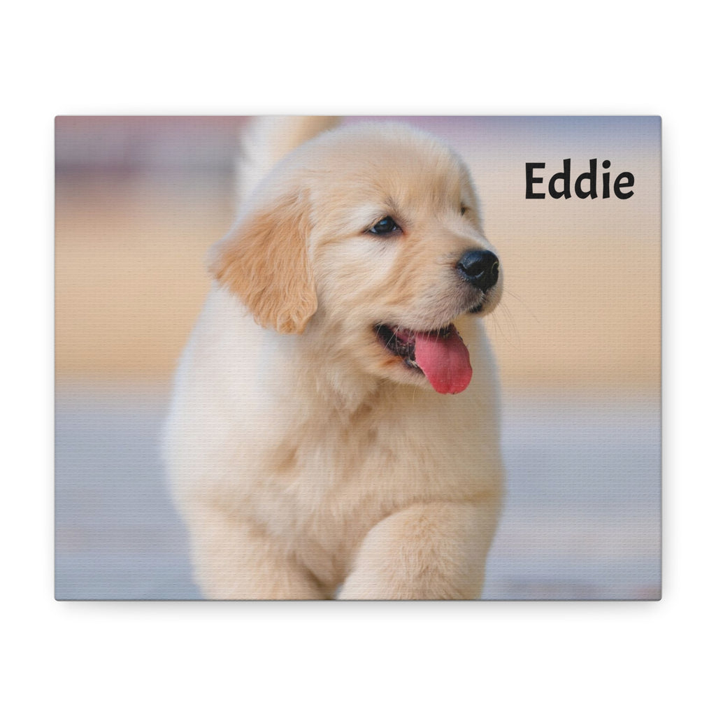 Golden Retriever Puppy Canvas Print — Adorable Walking Pup Wall Art, Stretched Matte Canvas