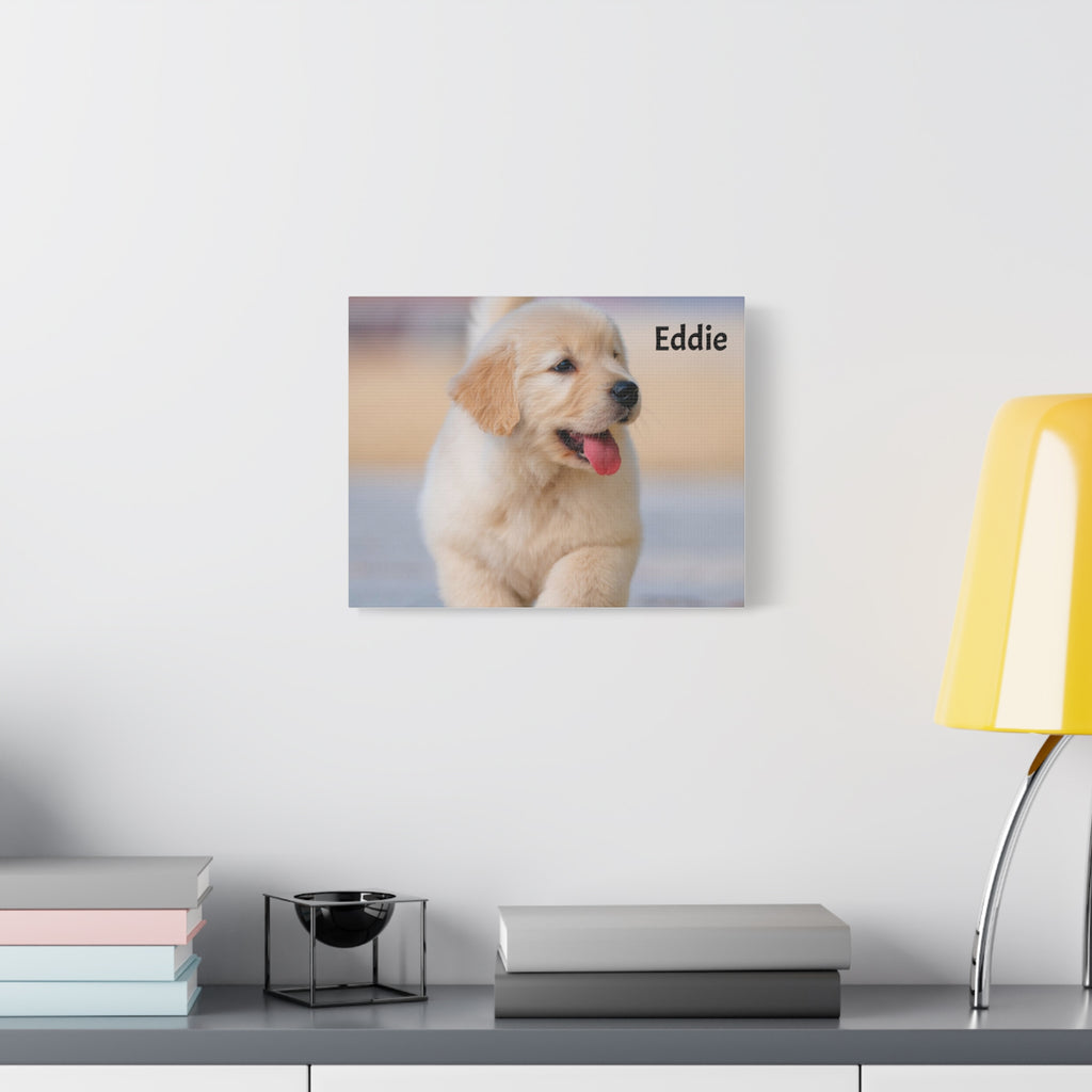 Golden Retriever Puppy Canvas Print — Adorable Walking Pup Wall Art, Stretched Matte Canvas
