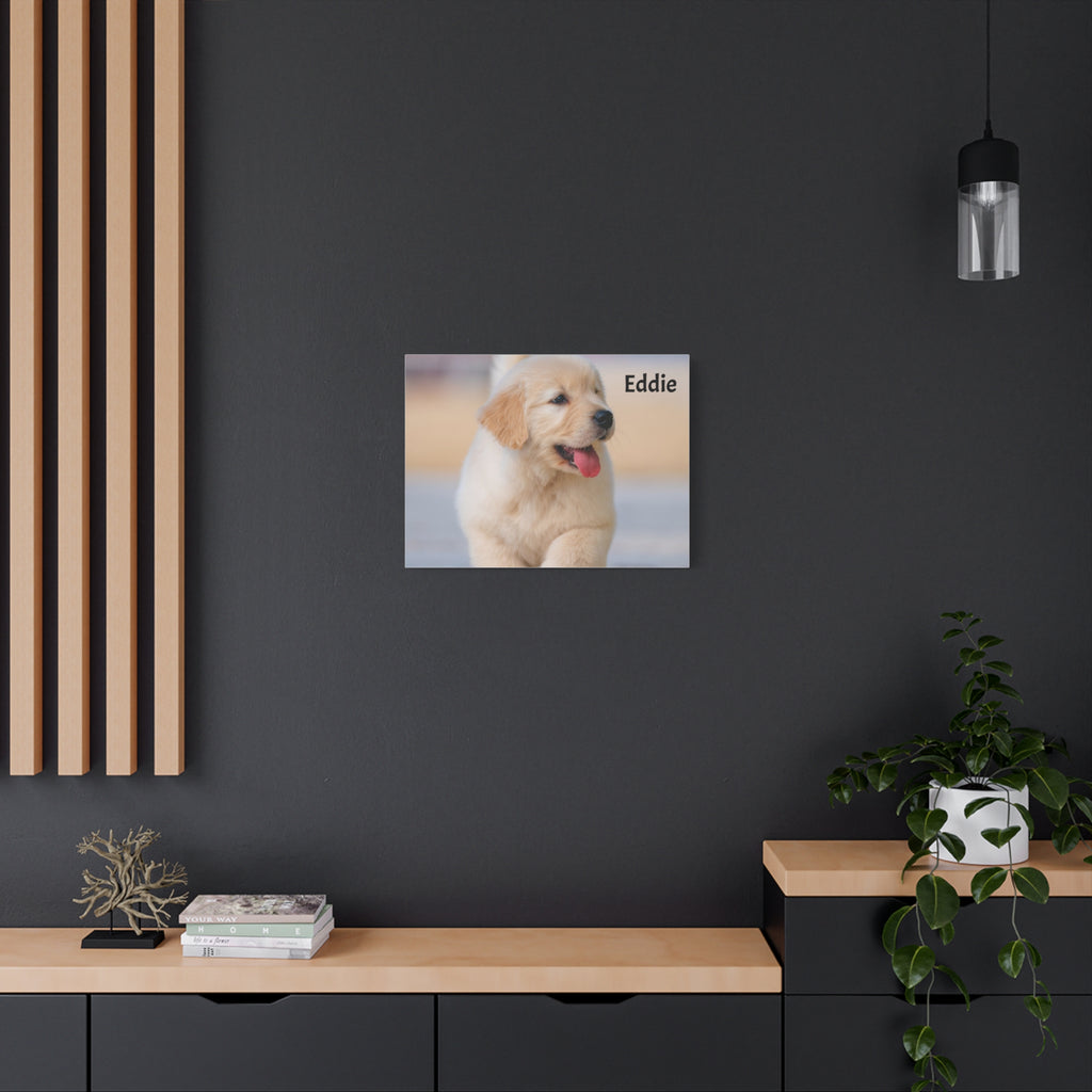 Golden Retriever Puppy Canvas Print — Adorable Walking Pup Wall Art, Stretched Matte Canvas