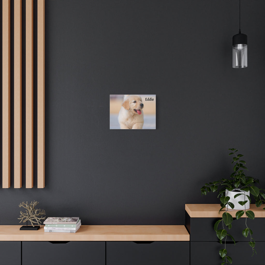 Golden Retriever Puppy Canvas Print — Adorable Walking Pup Wall Art, Stretched Matte Canvas