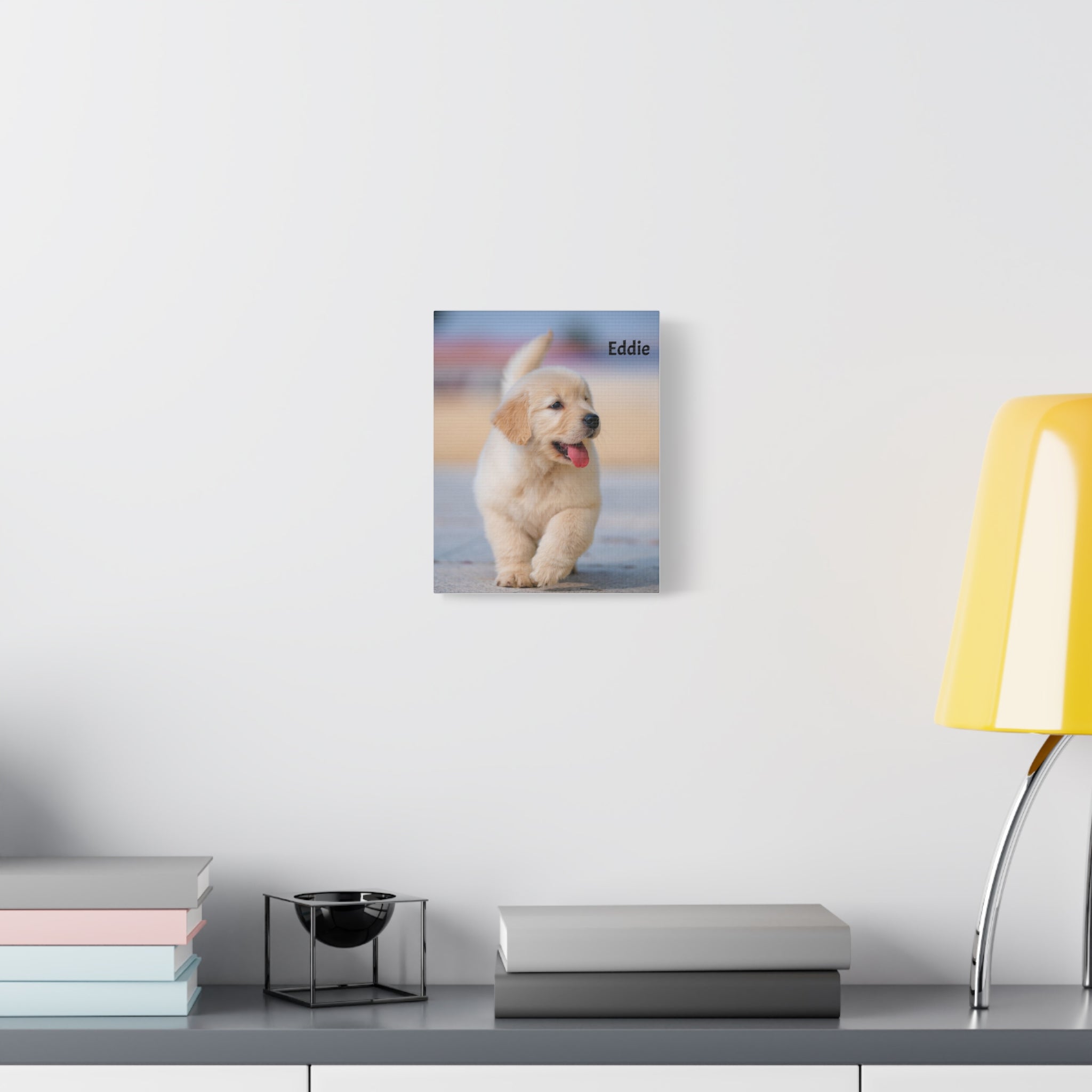 Golden Retriever Puppy Canvas Print — Adorable Walking Pup Wall Art, Stretched Matte Canvas