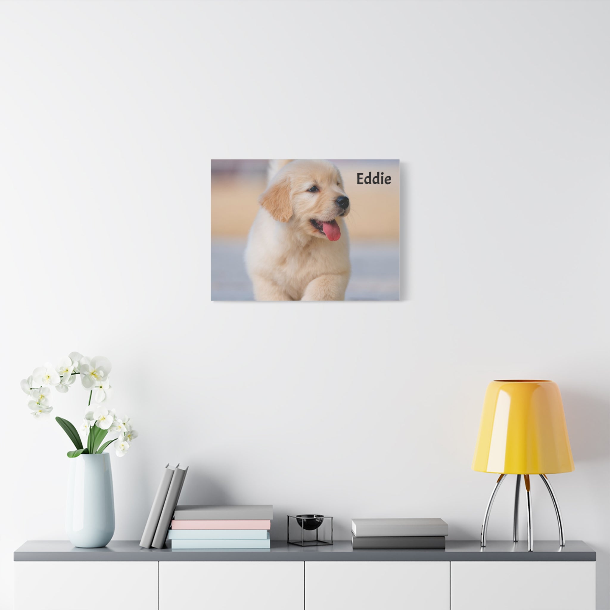 Golden Retriever Puppy Canvas Print — Adorable Walking Pup Wall Art, Stretched Matte Canvas