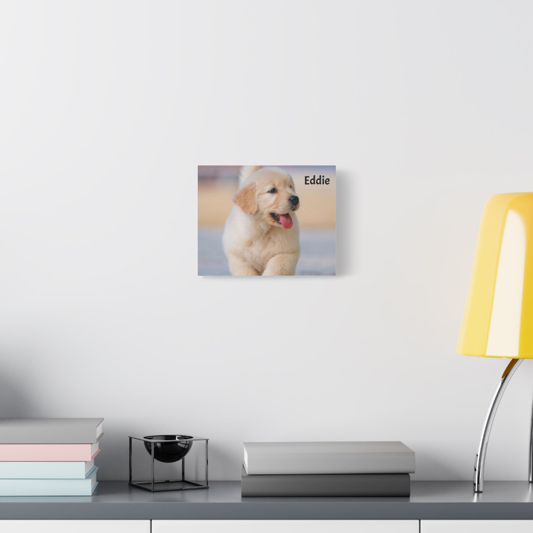 Golden Retriever Puppy Canvas Print — Adorable Walking Pup Wall Art, Stretched Matte Canvas