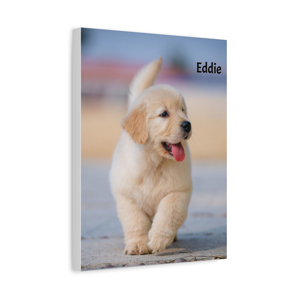 Golden Retriever Puppy Canvas Print — Adorable Walking Pup Wall Art, Stretched Matte Canvas